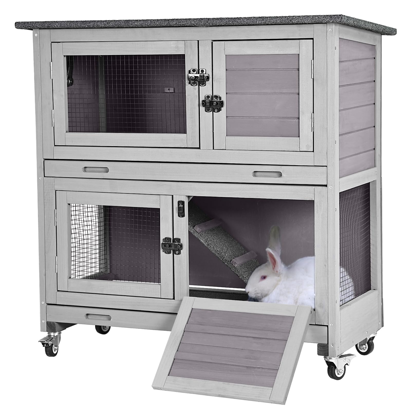 rabbit  2サイズ Amazon.com : Rabbit Hutch Outdoor Indoor Bunny Cage 2 with Large